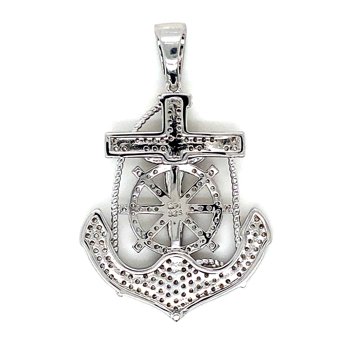925 Silver CZ Crucifix Anchor Pendant