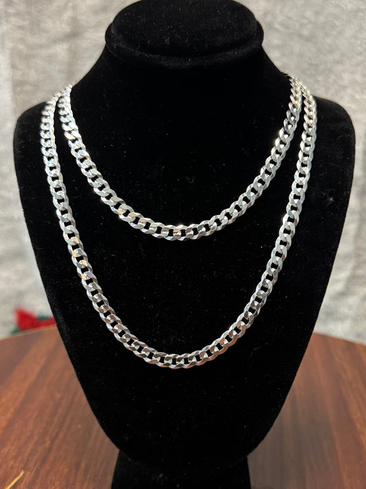 925 Silver 5.5MM Curb Link Chain Necklace