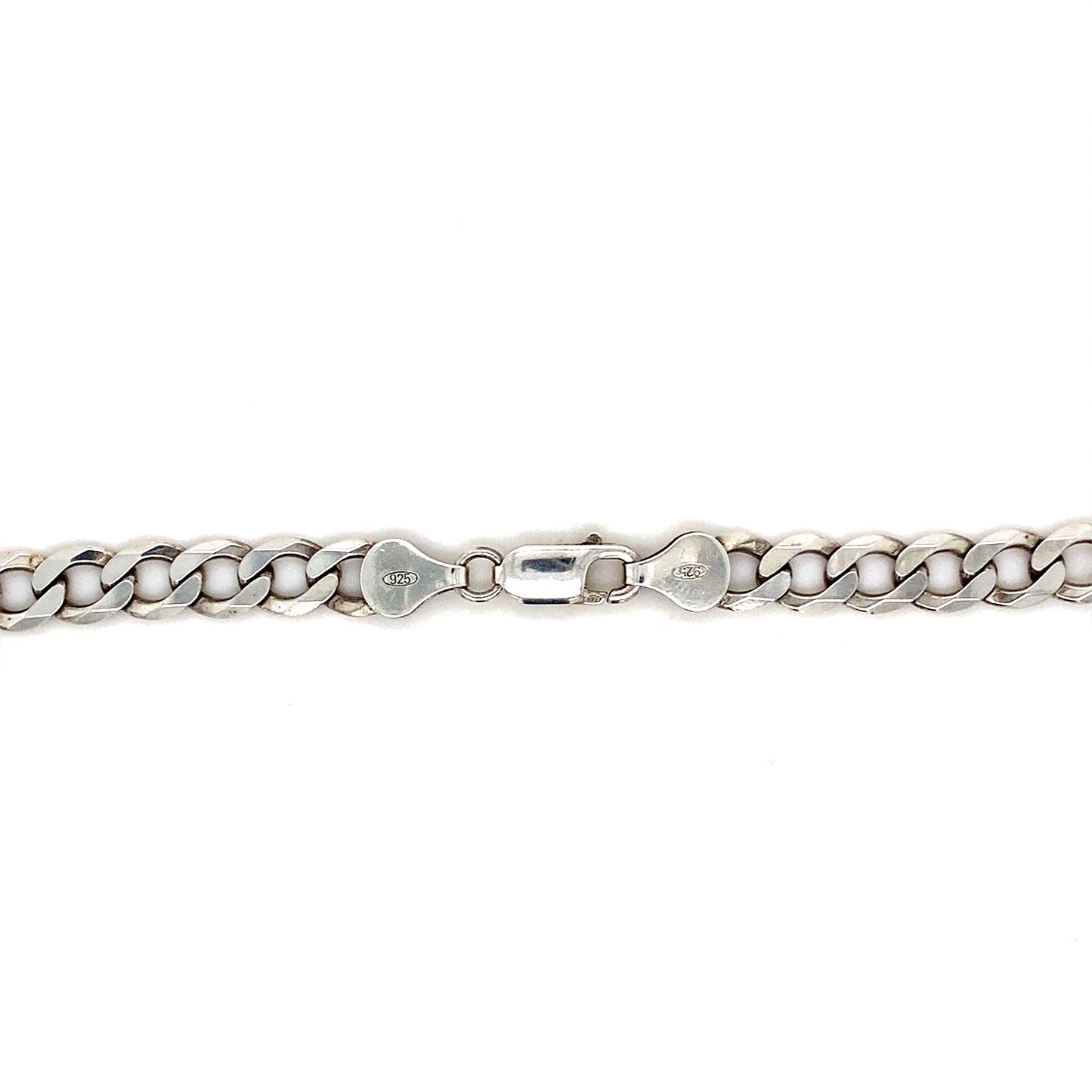 18" 7MM Flat Curb Link Chain In 925 Silver Necklace Chain