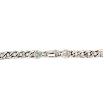 18" 7MM Flat Curb Link Chain In 925 Silver Necklace Chain