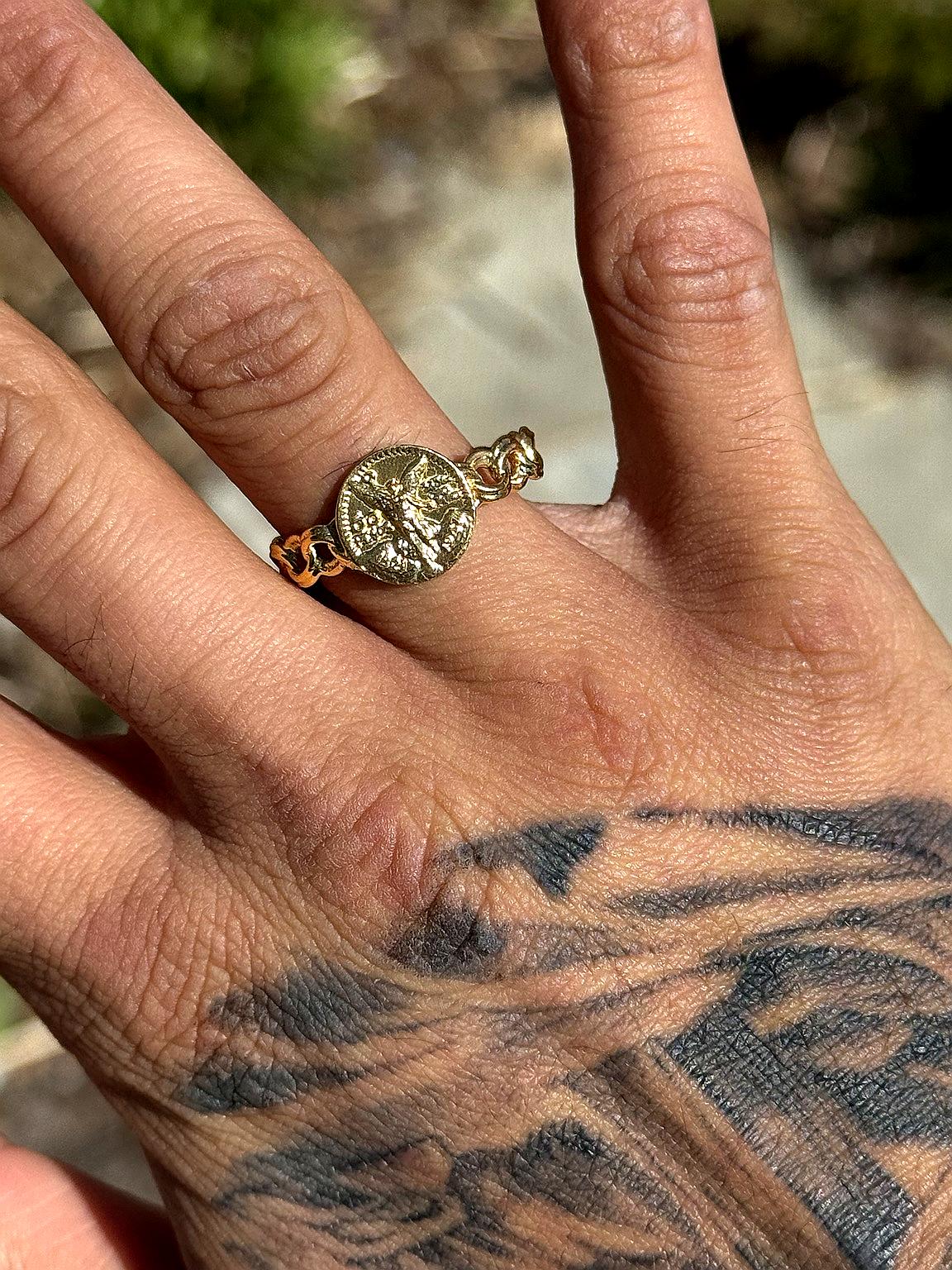 925 Silver Centenario Chino Link Ring