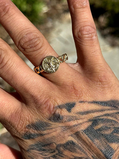 925 Silver Centenario Chino Link Ring