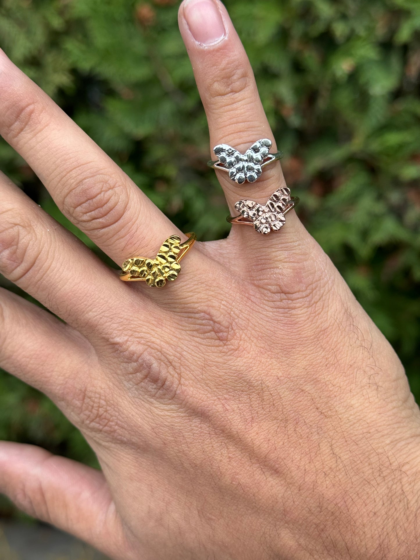 925 Silver Butterfly Nugget Ring