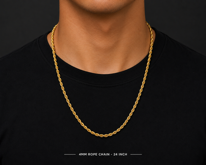 925 Silver 4MM Rope Chain & Bracelet