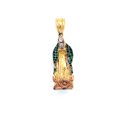 14K Tri Color 3D Lady Of Guadalupe Pendant