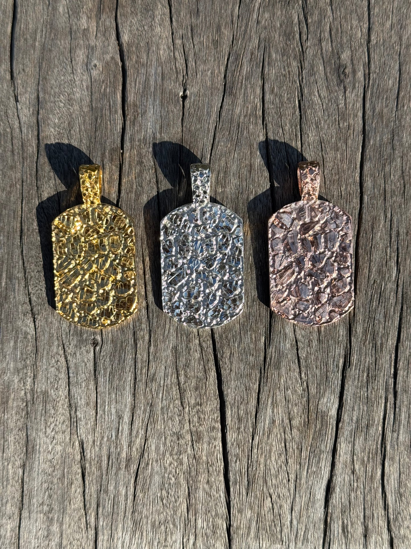 925 Silver Nugget Charm Pendant - Rose Gold Nugget Pendant - Yellow Gold Nugget Pendant