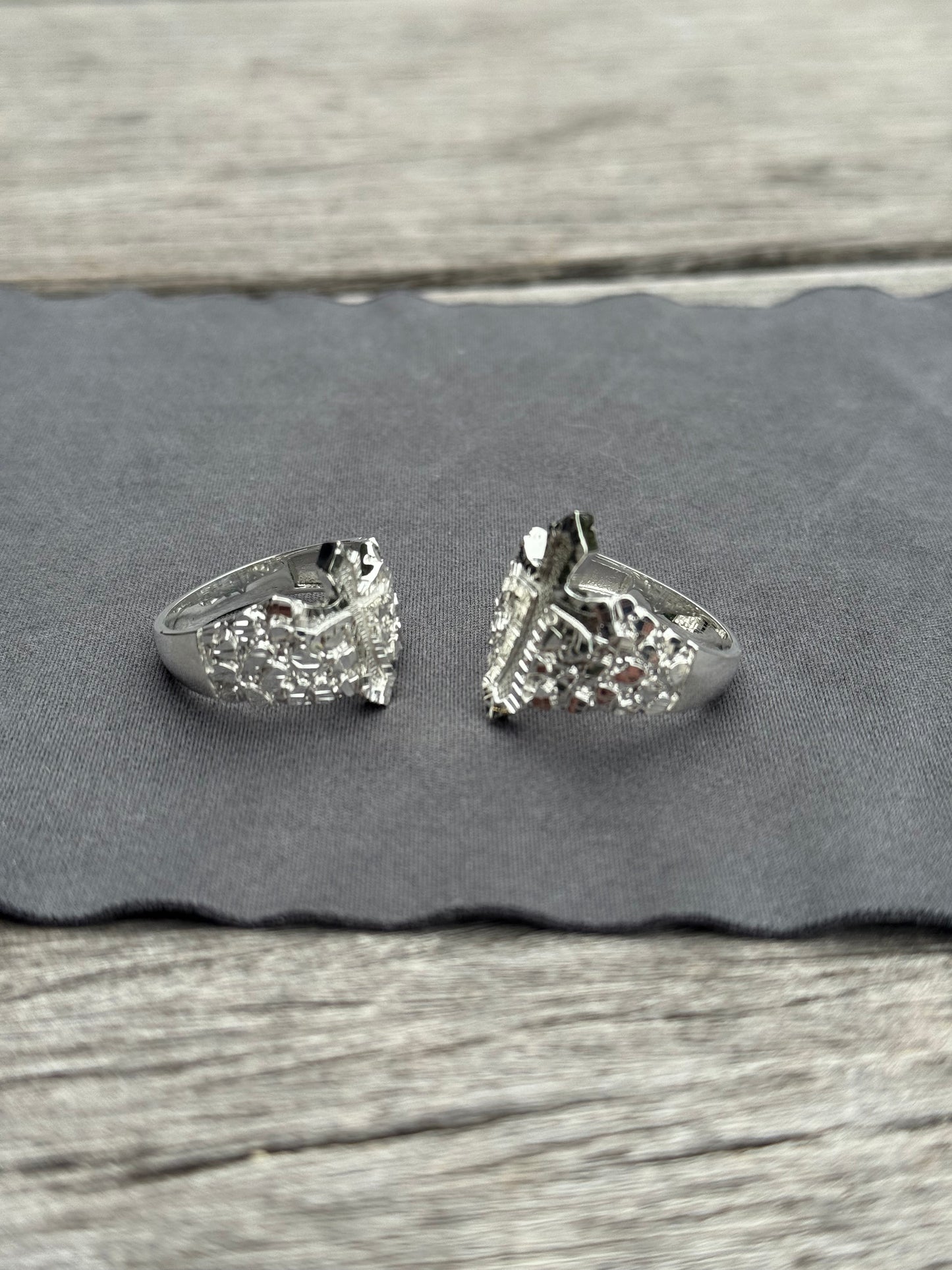 925 Silver Nugget Cross Ring