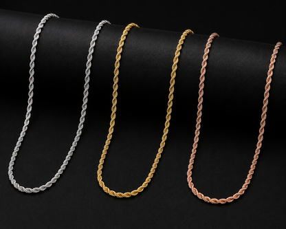 925 Sterling Silver 2MM Rope Chain & Bracelet