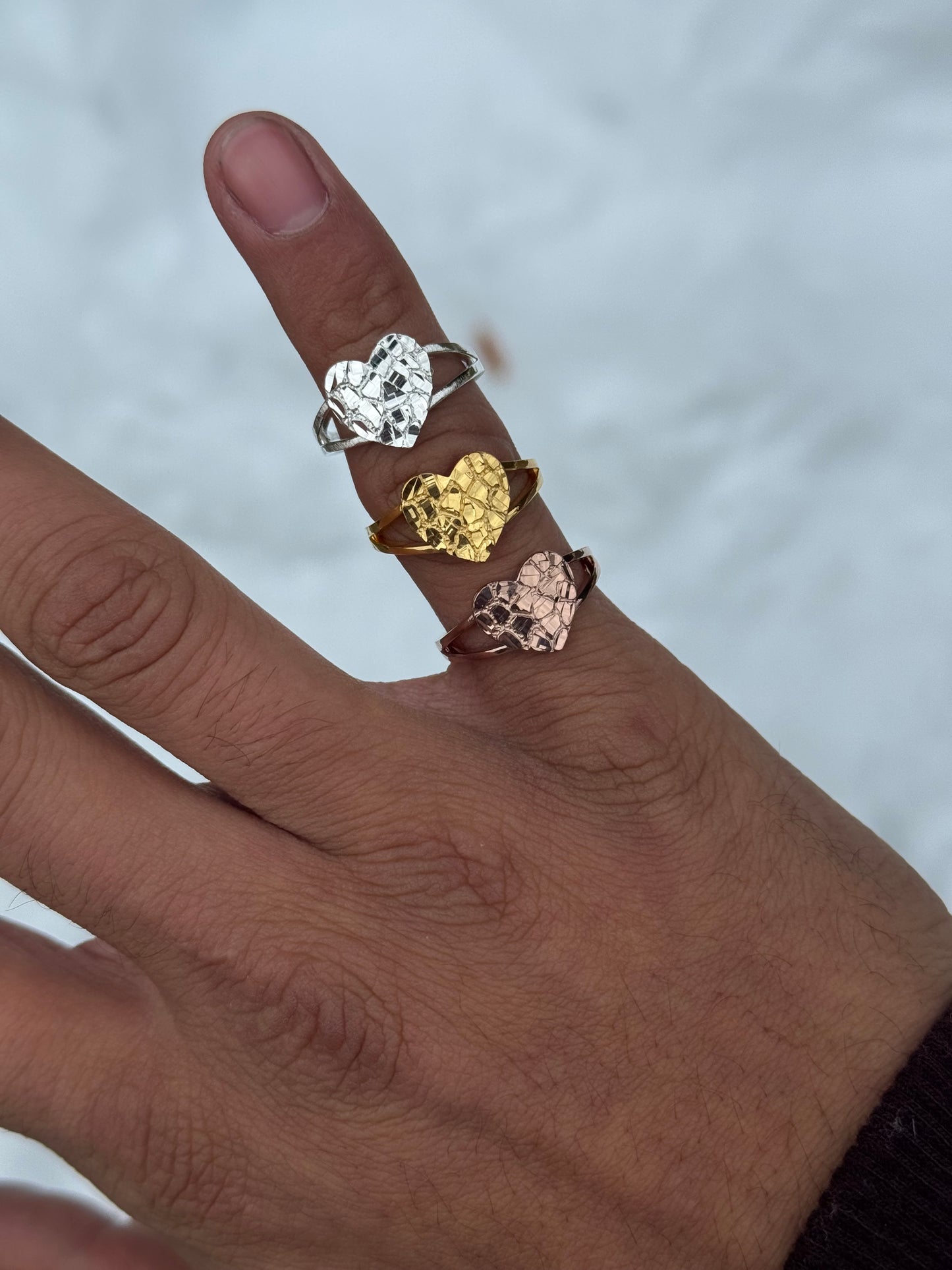 925 Silver Heart Nugget Ring