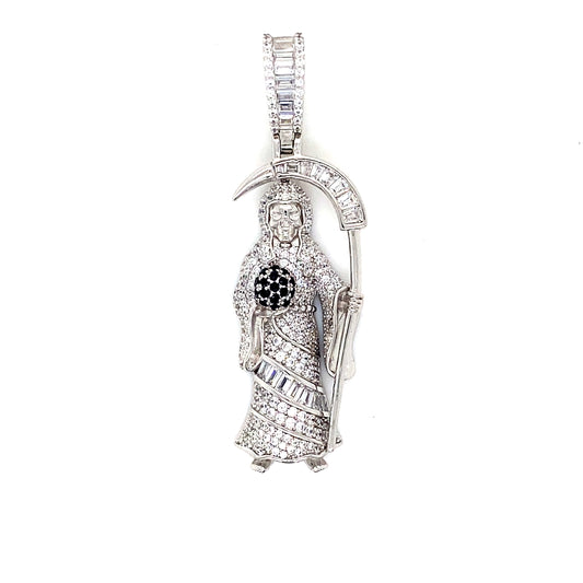 Santa Muerte (Grim Reaper) Pendant In 925 Sterling Silver