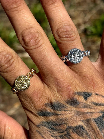 925 Silver Centenario Chino Link Ring