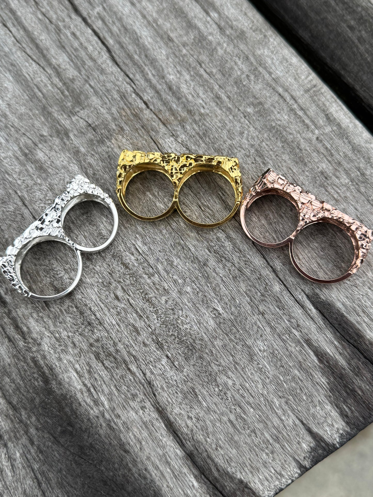 925 Silver Double Finger Nugget Ring
