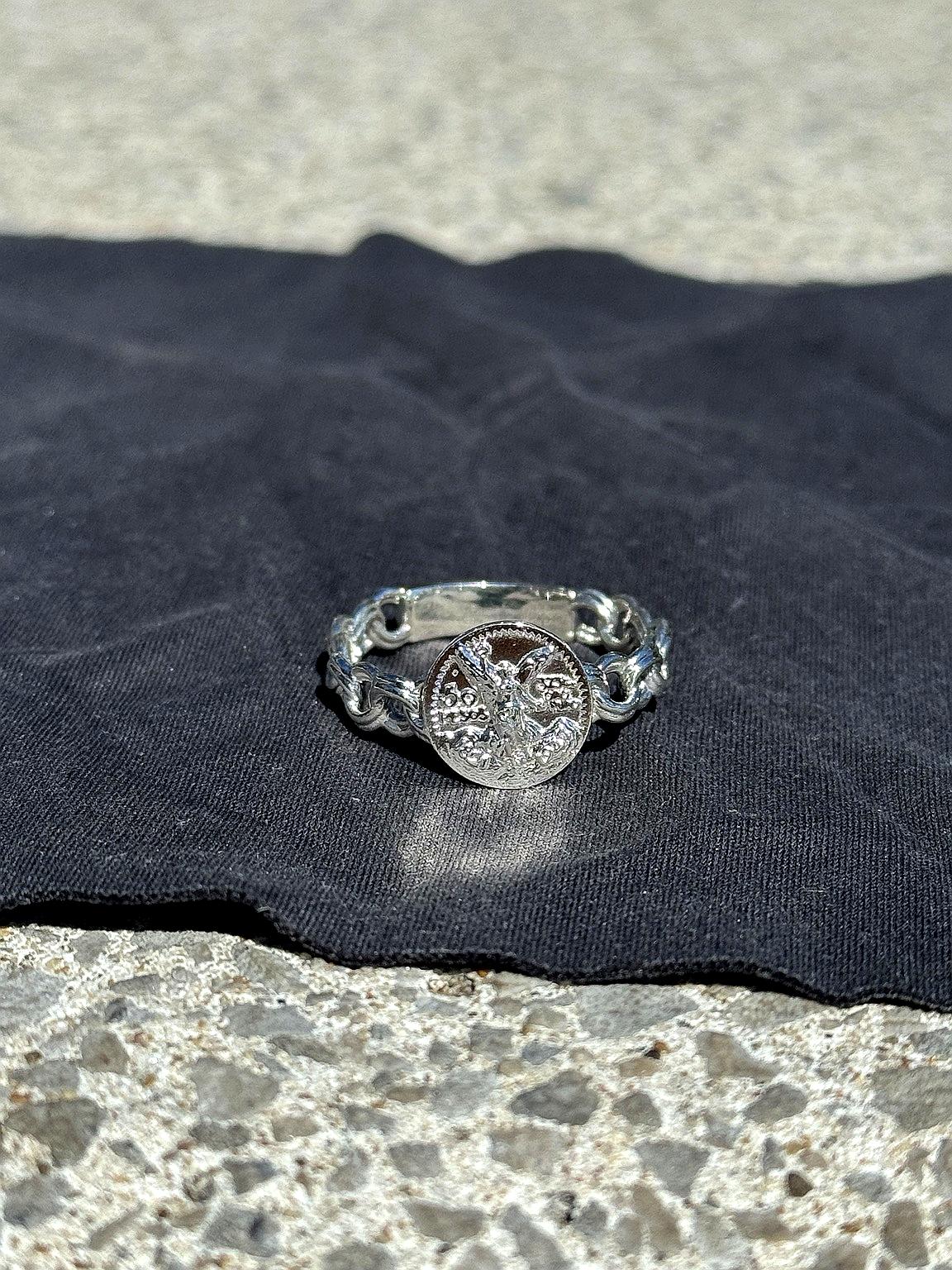 925 Silver Centenario Chino Link Ring