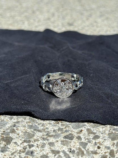 925 Silver Centenario Chino Link Ring