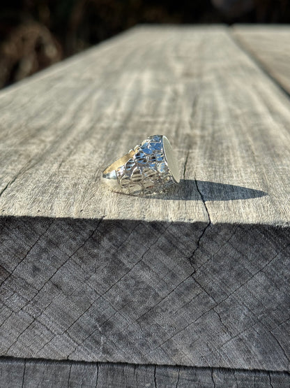 925 Silver Initial Nugget Ring