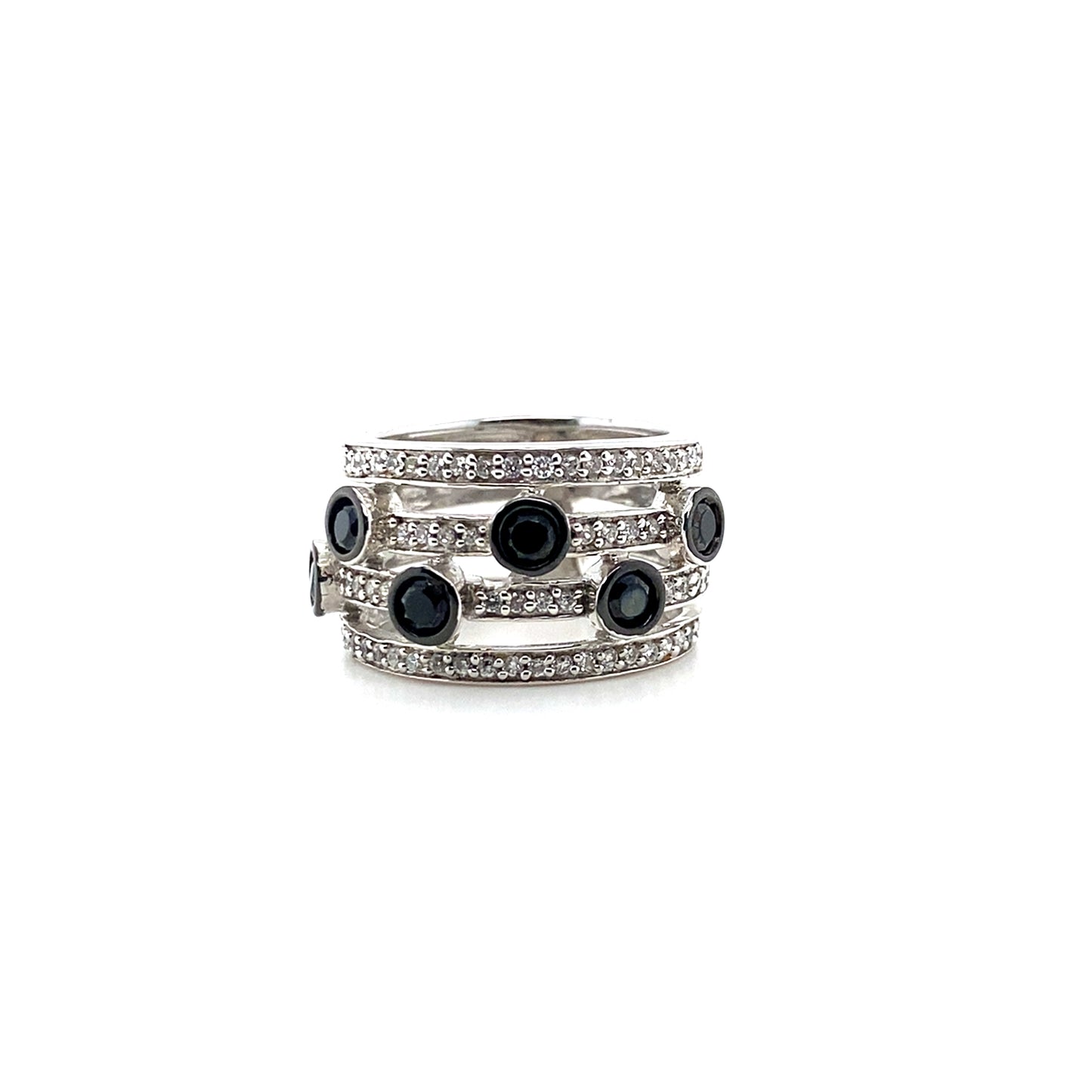 Sterling Silver Eternity Bubbles Black CZ Rings