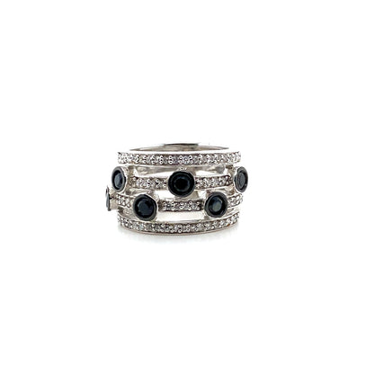 Sterling Silver Eternity Bubbles Black CZ Rings