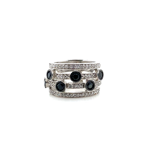 Sterling Silver Eternity Bubbles Black CZ Ring