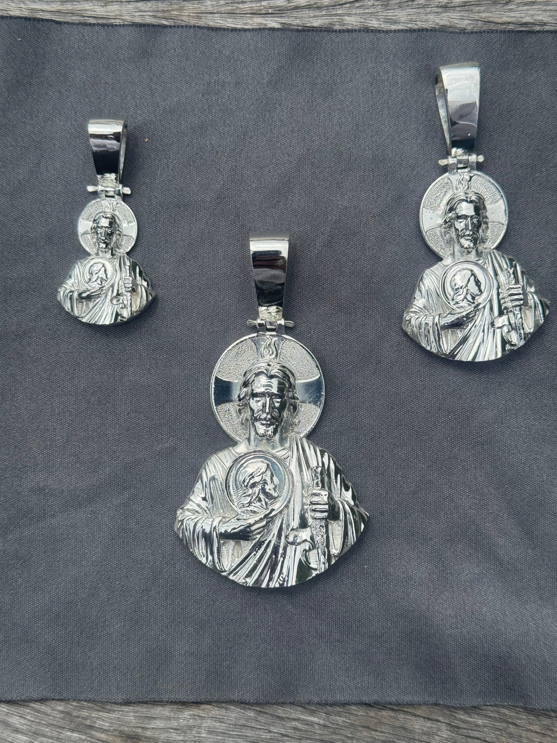 925 Silver 3D San Judas Pendant Side View - D's Custom Jewelry