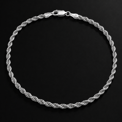 925 Silver 3MM Rope Chain & Bracelet
