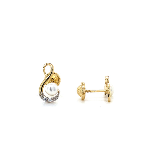 2-Tone 14K Musical Pearl Earrings
