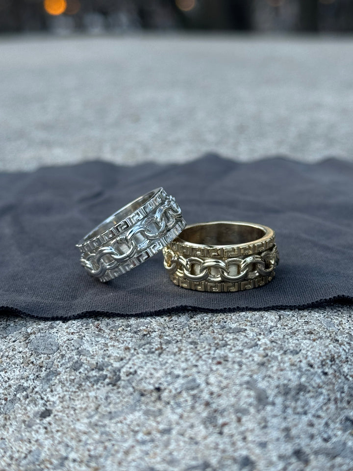 925 Silver Chino Spinner Ring - Unique Statement Ring - D's Custom Jewelry