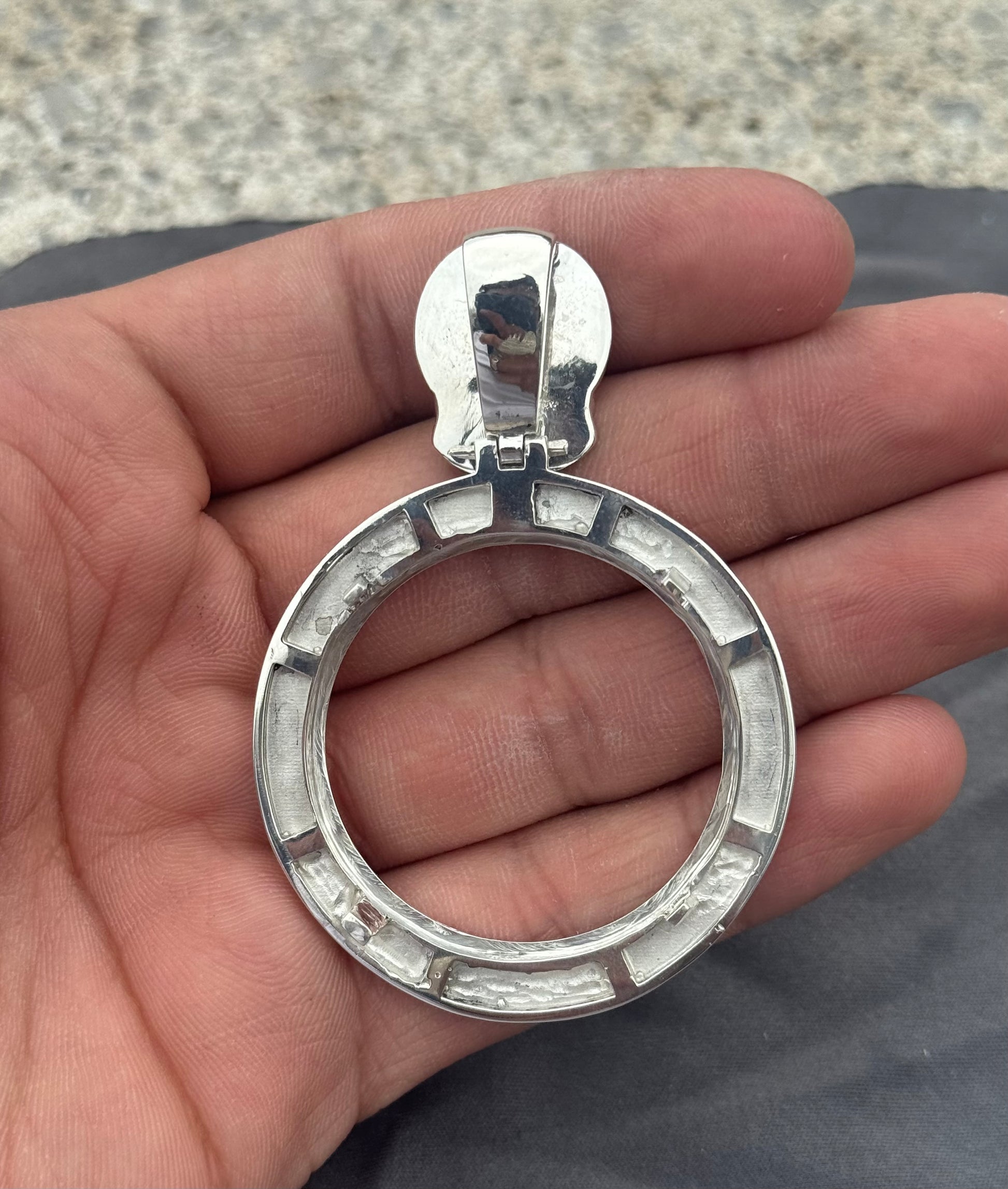 925 Silver Centenario San Judas Pendant Side View - D's Custom Jewelry