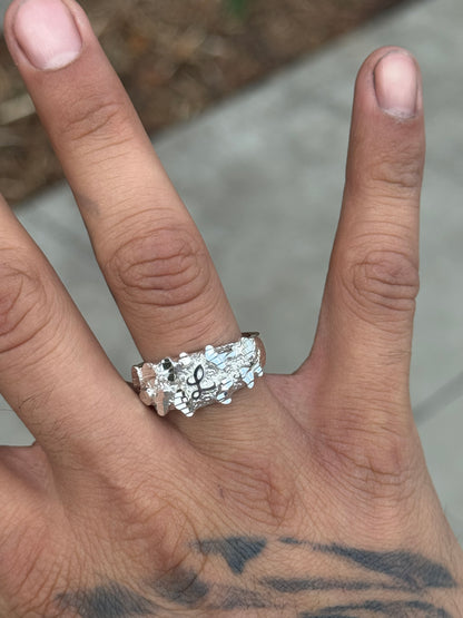 925 Silver Initial Nugget Ring