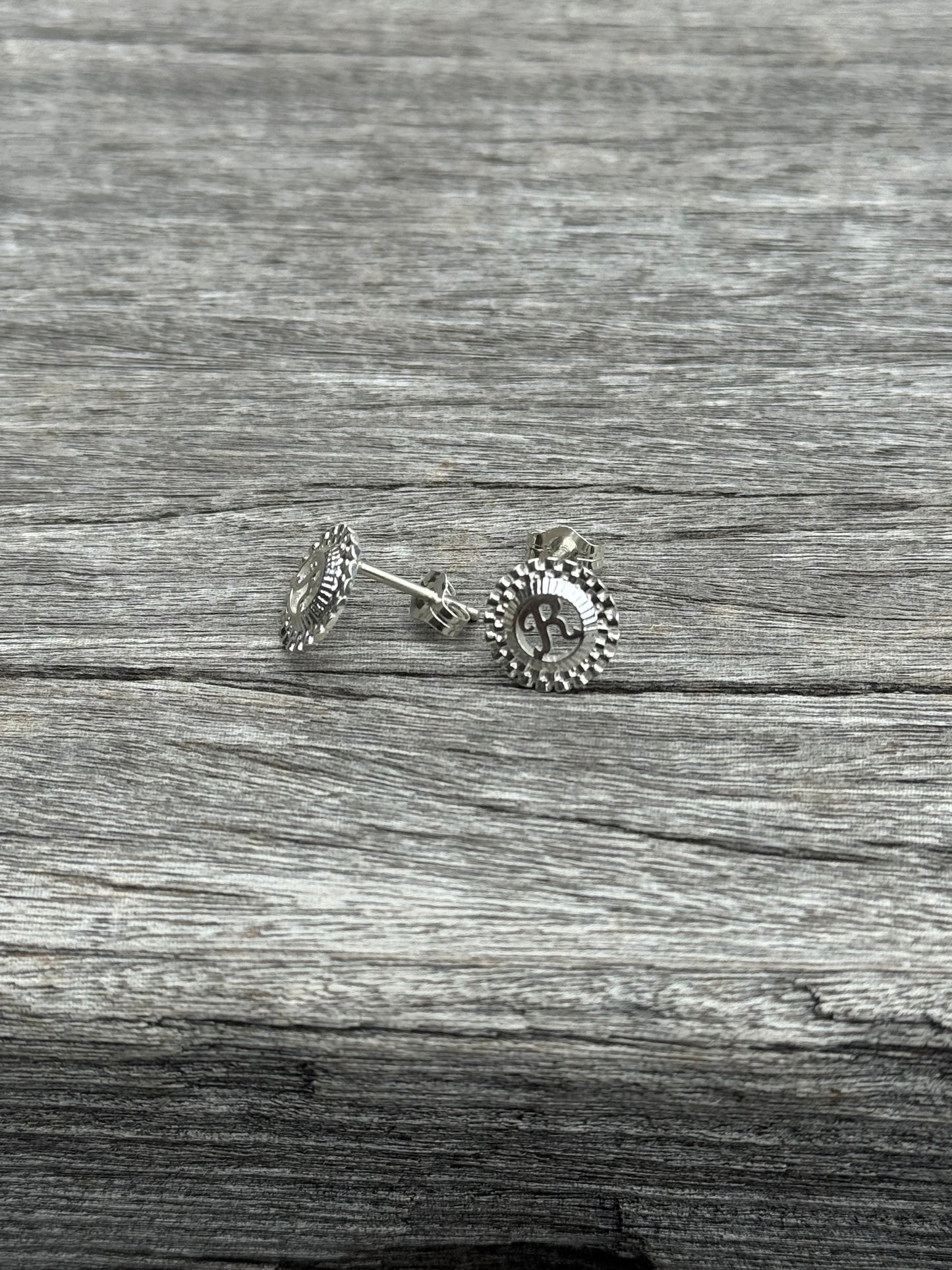 925 Silver Rolex Initial Earrings