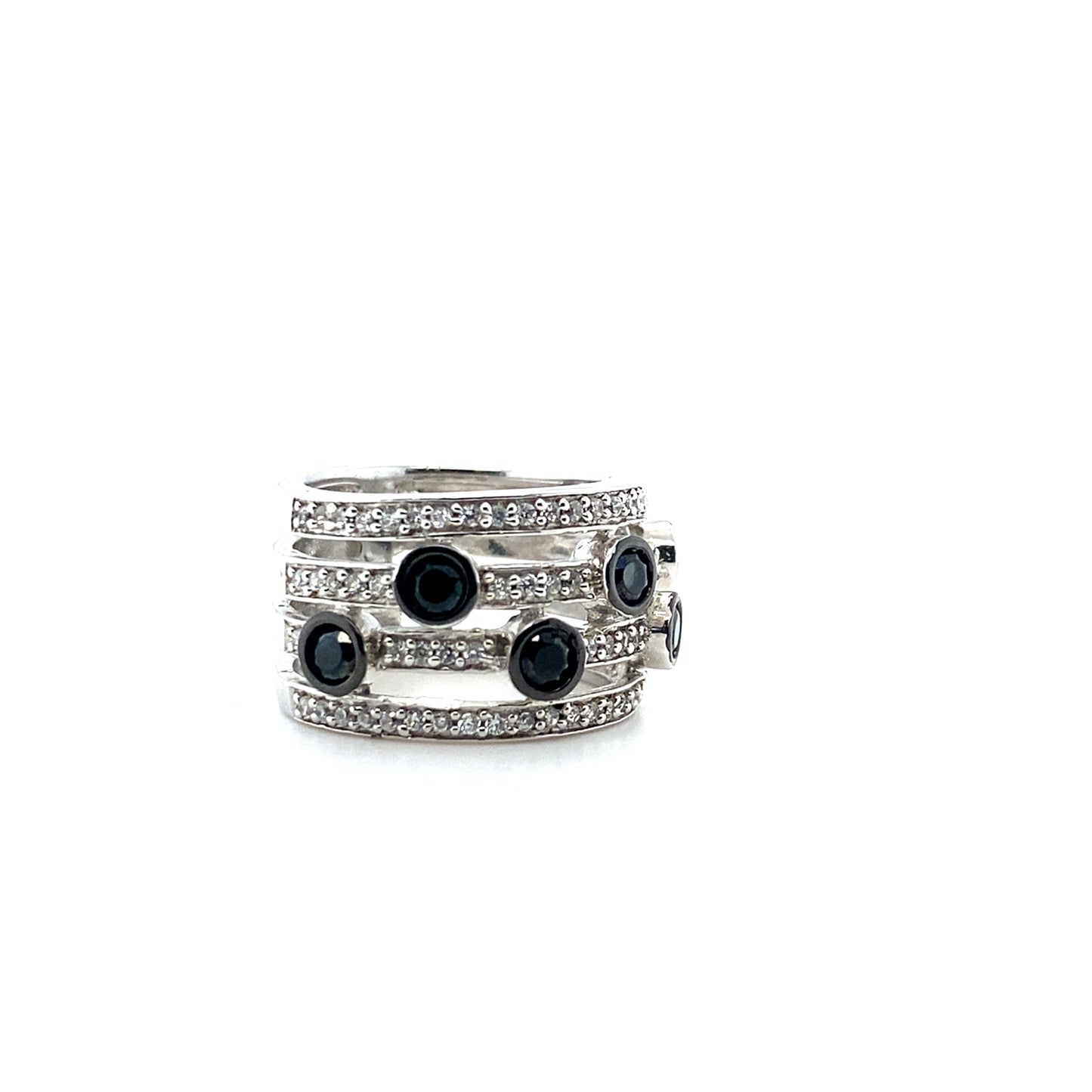 Sterling Silver Eternity Bubbles Black CZ Rings