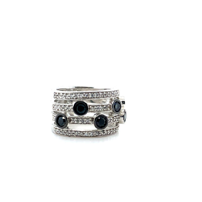Sterling Silver Eternity Bubbles Black CZ Rings