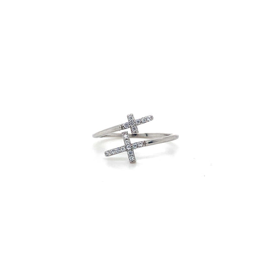 Double Cross Ring In 925 Sterling Silvers