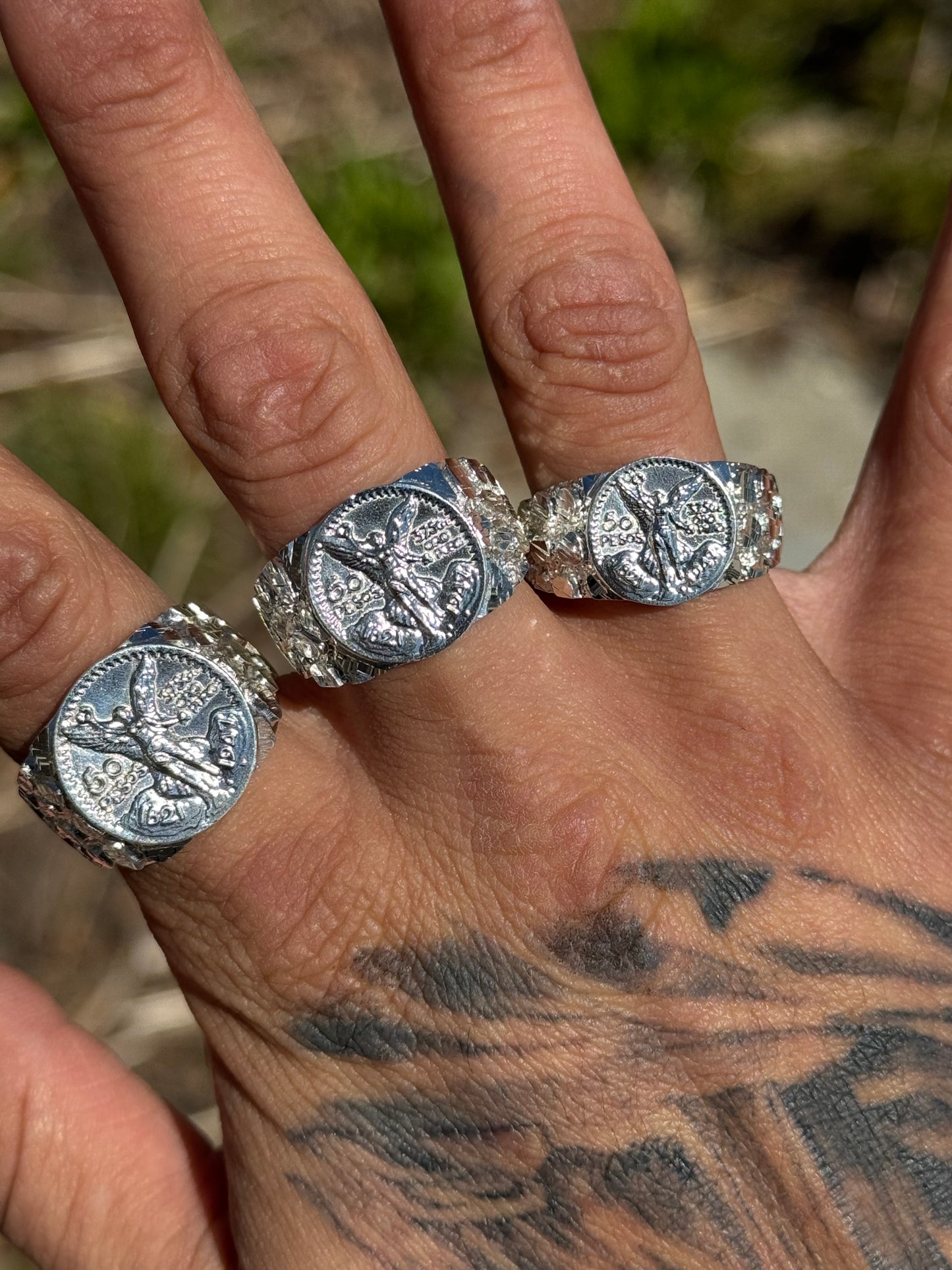 925 Sterling Silver Centenario Nugget Ring Small Medium Large Sizes