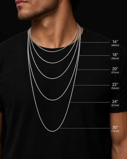 925 Silver 1.5MM Rope Chain Necklace