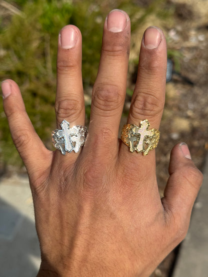 925 Silver Triple Cross Ring Rose Gold - D's Custom Jewelry