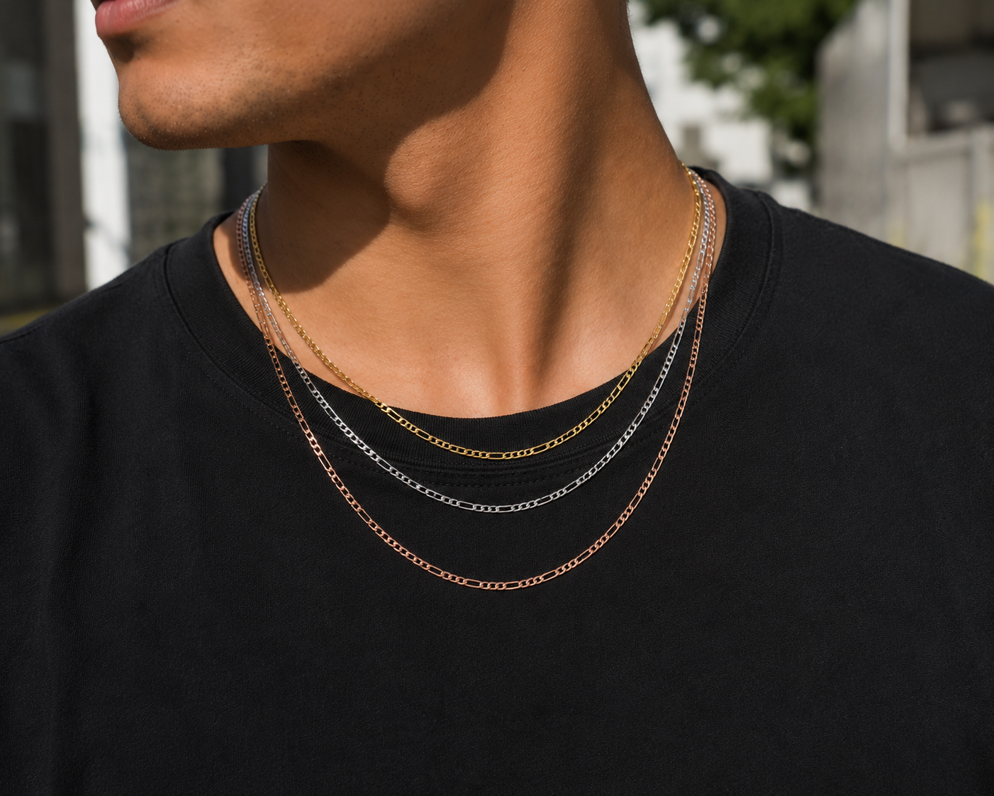 925 Sterling Silver 3MM Figaro Chain & Bracelet