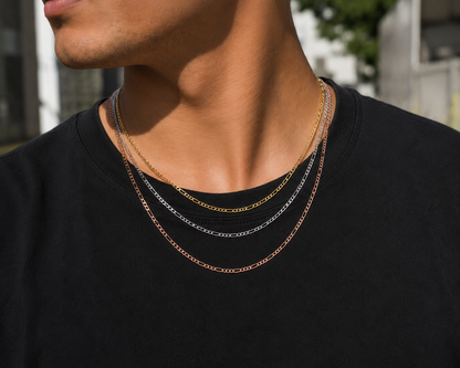 925 Sterling Silver 3MM Figaro Chain & Bracelet