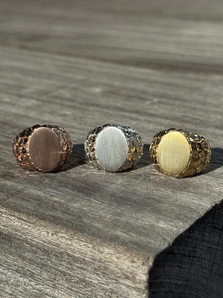 925 Silver Initial Nugget Ring - Personalized Ring - D's Custom Jewelry