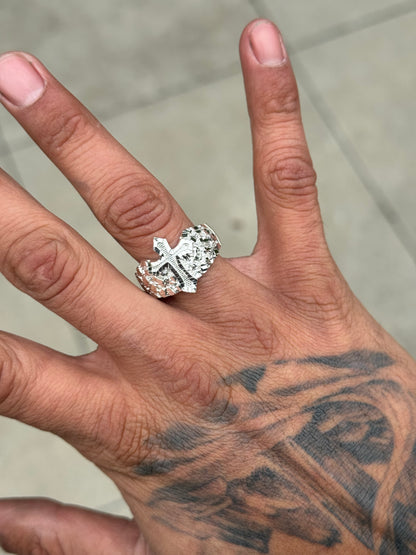 925 Silver Nugget Cross Ring