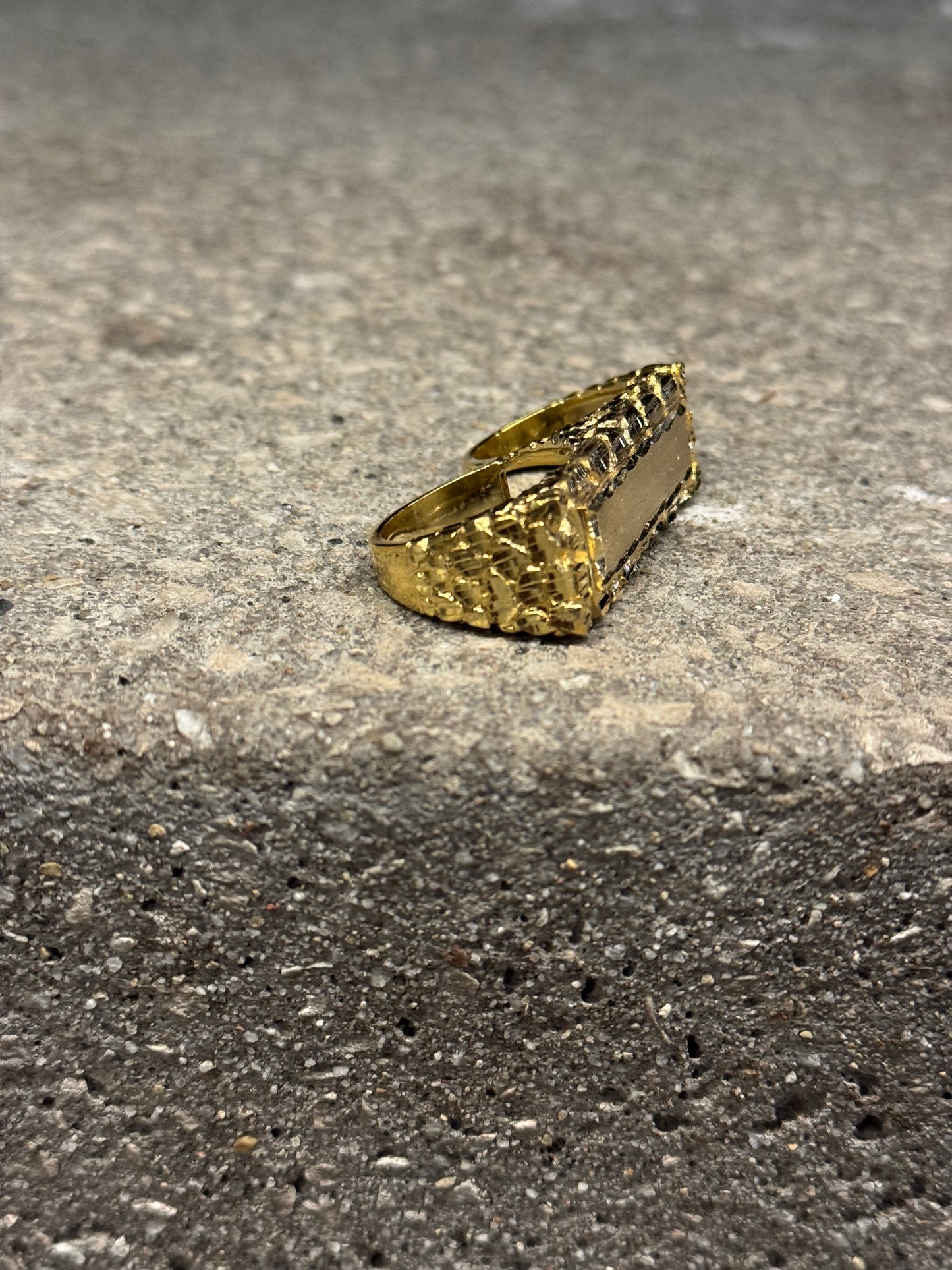 925 Silver Double Finger Nugget Name Plate Ring