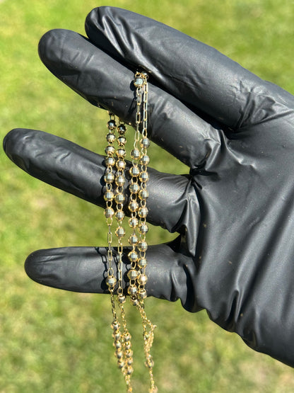 14K Yellow Gold 24” 4MM Rosary Necklace