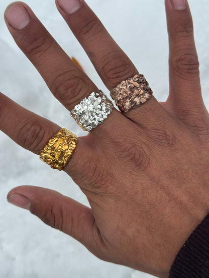 925 Silver Nugget Ring - Rose Gold Nugget Ring - Yellow Gold Nugget Ring
