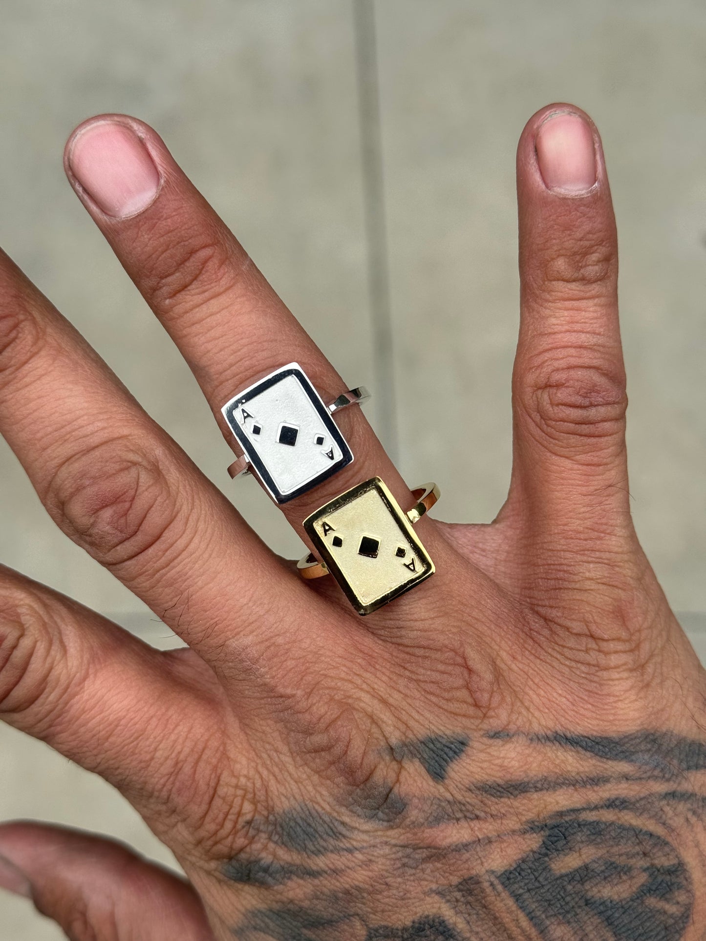 925 Silver Ace Card Ring