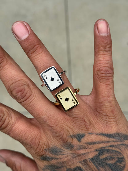 925 Silver Ace Card Ring