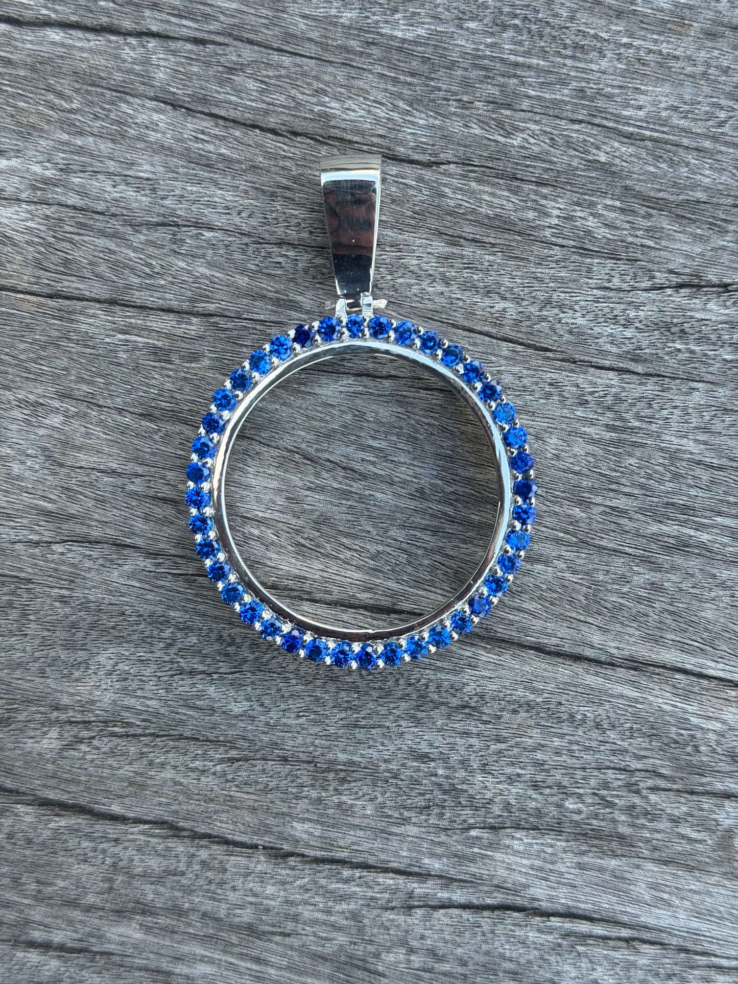 925 Silver Centenario Pendant W/ Blue Sapphire