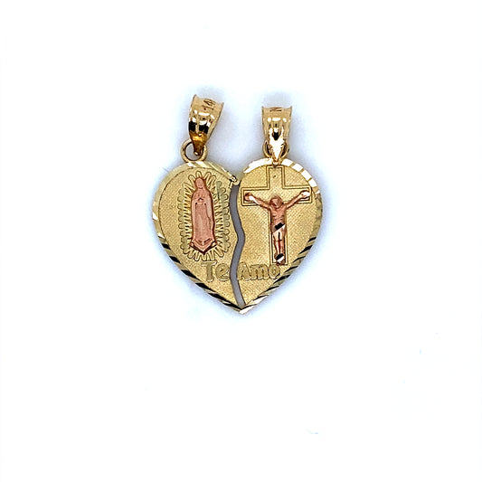 14K Multi Tone Te Amo / I Love You Pendant