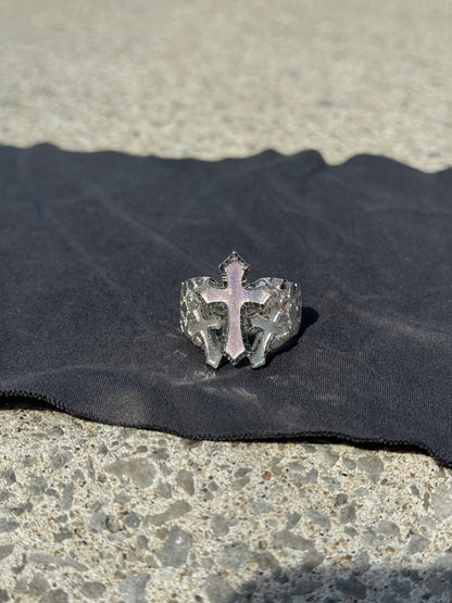 925 Sterling Silver Triple Cross Nugget Ring Detail - D's Custom Jewelry