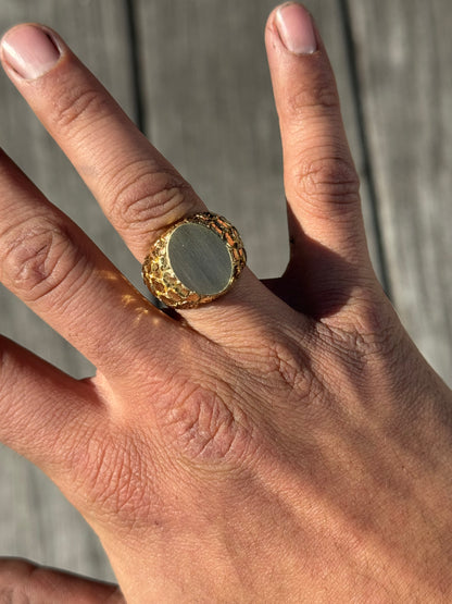 925 Silver Initial Nugget Ring