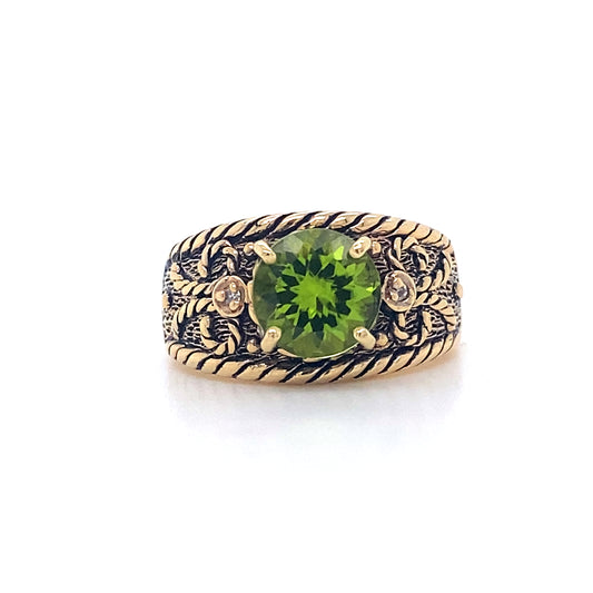 Green Peridot Ring in 14K Yellow Gold – August Birthstone