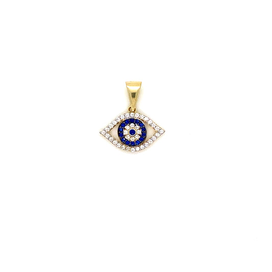 14K Yellow Gold Evil Eye Pendant